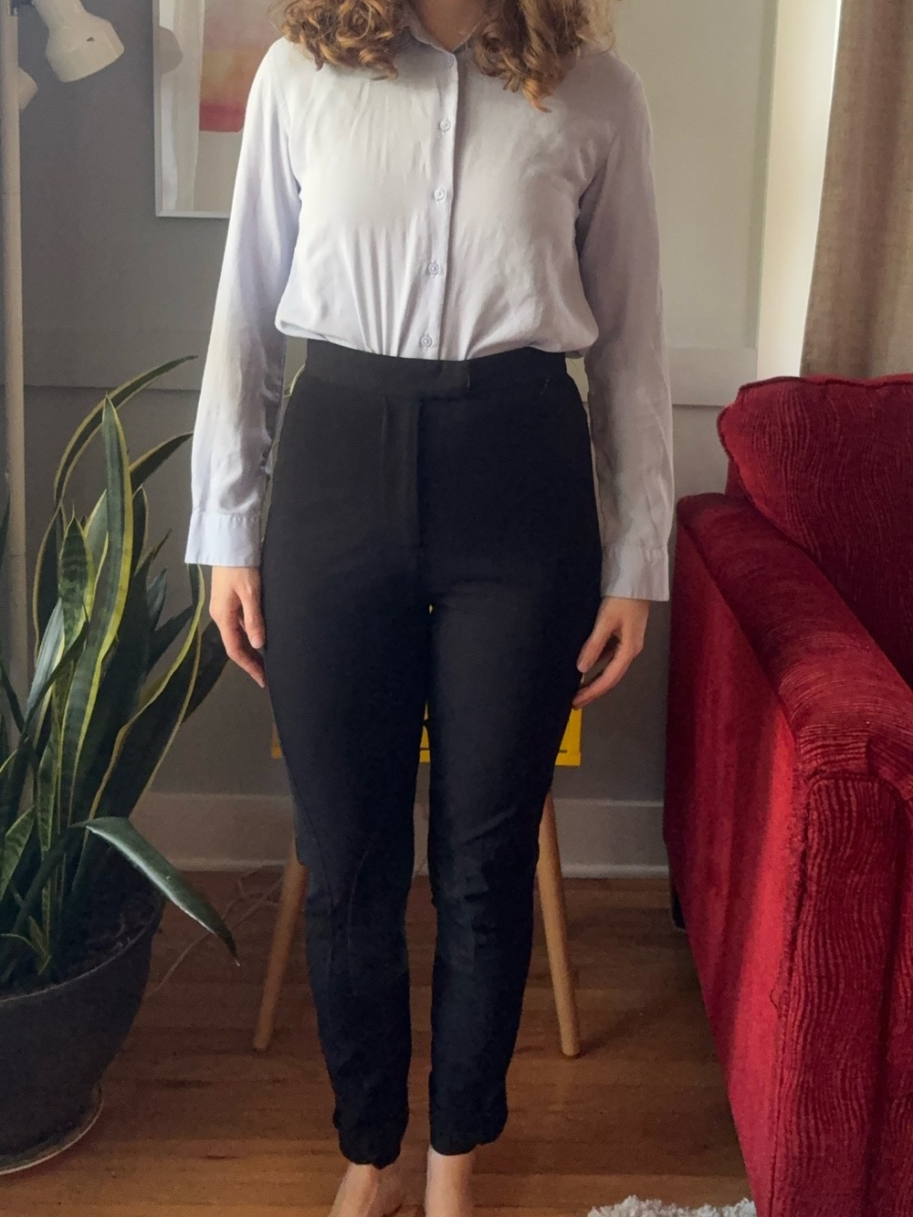 Paul Smith Black High-Waist Slim Pants with Suede Detail